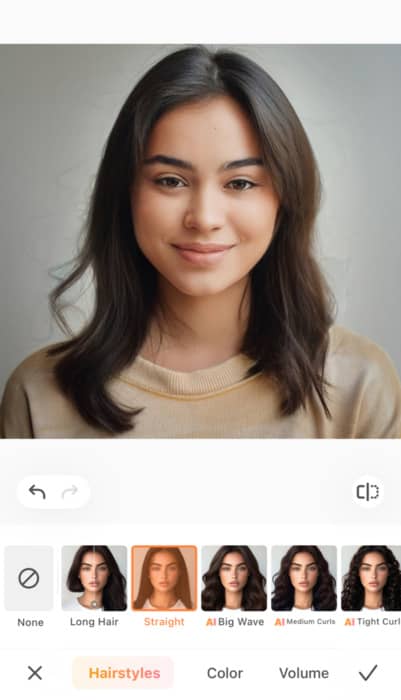 ai hairstyle changer-straight hair