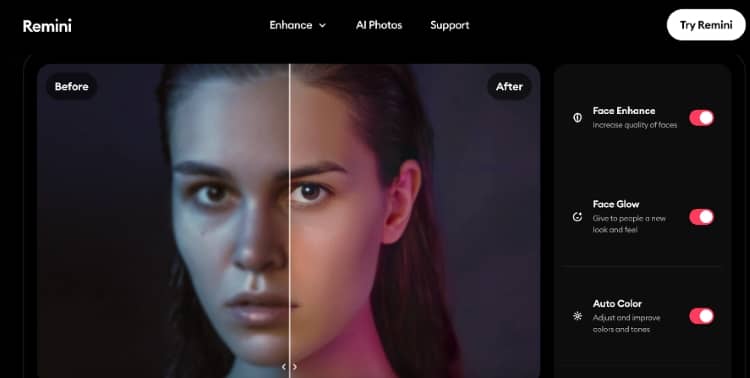 image enhancer - remini web tool ES screenshot