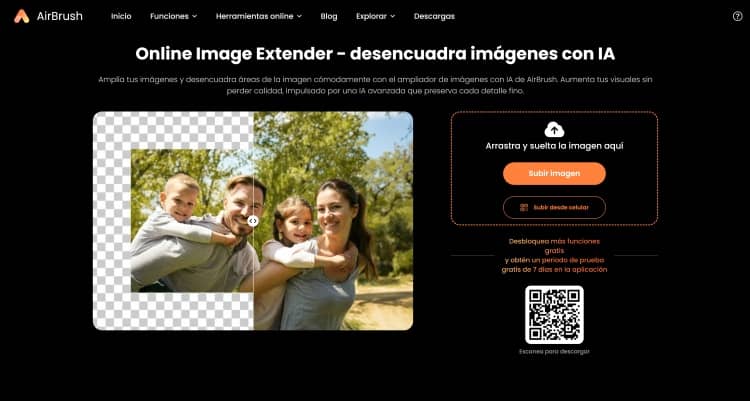 image extender - AirBrush ES web screenshot