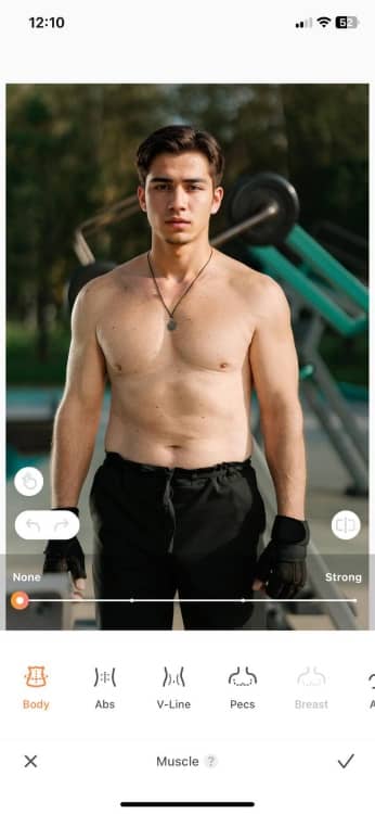 AI Muscle Generator - AB screenshot of young man body none