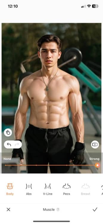 AI Muscle Generator - AB screenshot of young man body strong