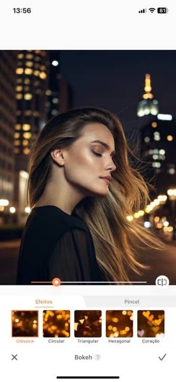 AirBrush Bokeh App Screenshot PT - woman in the night city 1