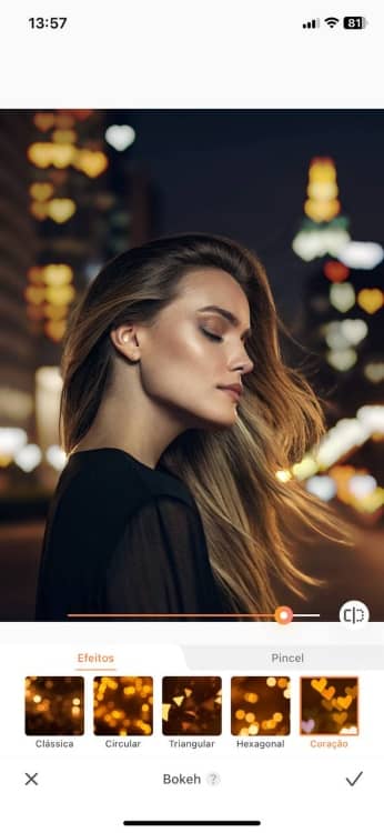 AirBrush Bokeh App Screenshot PT - woman in the night city 2
