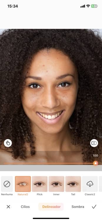 put makeup - afro woman with no make up screenshot AB with eyeliner