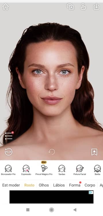 put makeup - european blue eyes woman screenshot Perfect365 menu PT