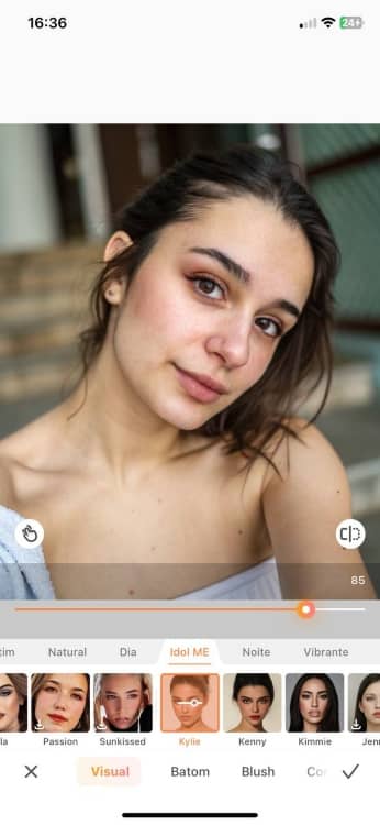 put makeup - selfie of brunette with no make up AB screenshot PT second