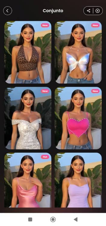 AirBrush AI Style App Screenshot PT - select outfit