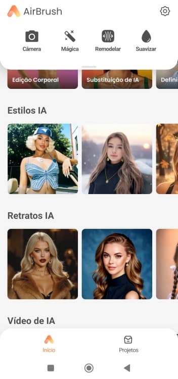 AirBrush App Screenshot PT - AI Styles