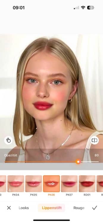 AirBrush Lipstick App Screenshot GE - blond girl lipstick shade