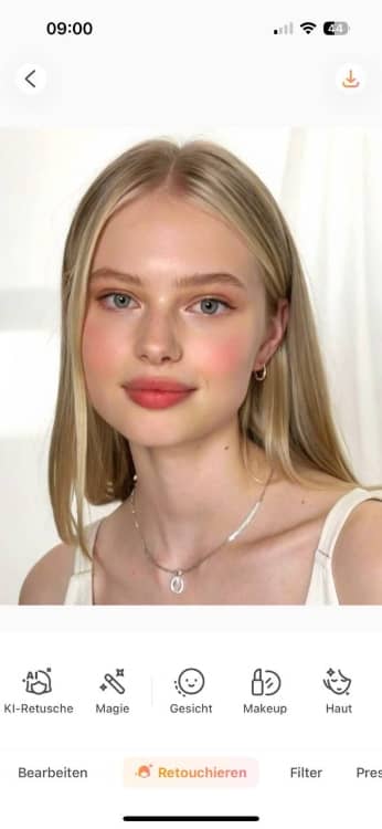 AirBrush Lipstick App Screenshot GE - blond girl retouch
