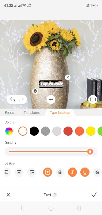 AirBrush Text App Screenshot EN - type settings