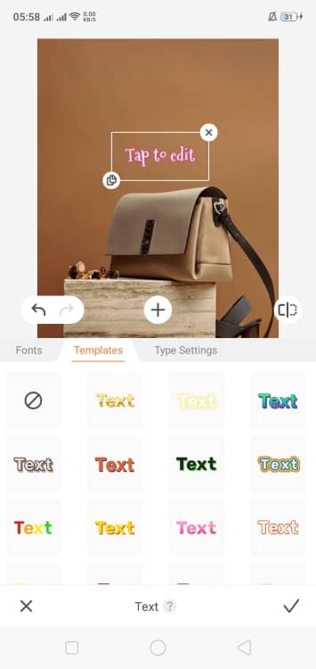AirBrush Text App Screenshot EN - watermark brown bag 4