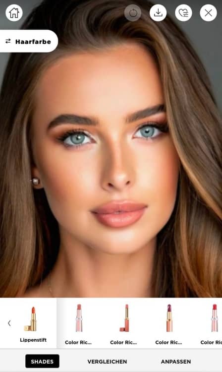 L’Oréal Paris Makeup Genius Beauty Lipstick Web Screenshot GE - girl with blue eyes lipstick shade before