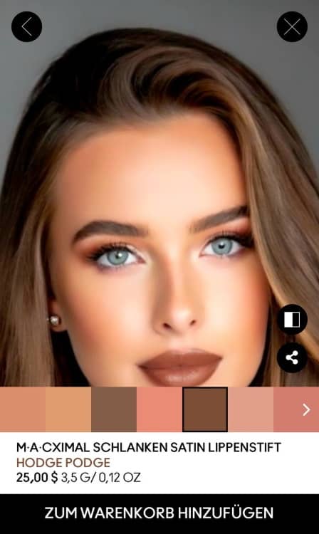 MAC Virtual Try-On Beauty Lipstick Web Screenshot GE - girl with blue eyes lipstick shade after