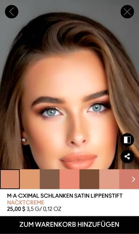 MAC Virtual Try-On Beauty Lipstick Web Screenshot GE - girl with blue eyes lipstick shade before
