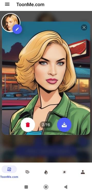 ToonMe Cartoon App Screenshot PT - blond girl 2