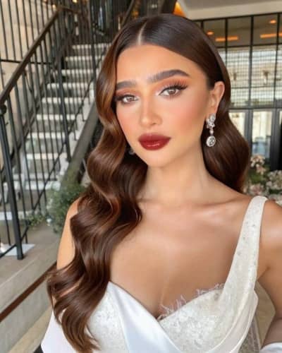 try lipstick - brunette woman evening make up after