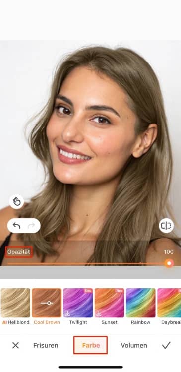 AirBrush Hair Color Screenshot GE - color opacity