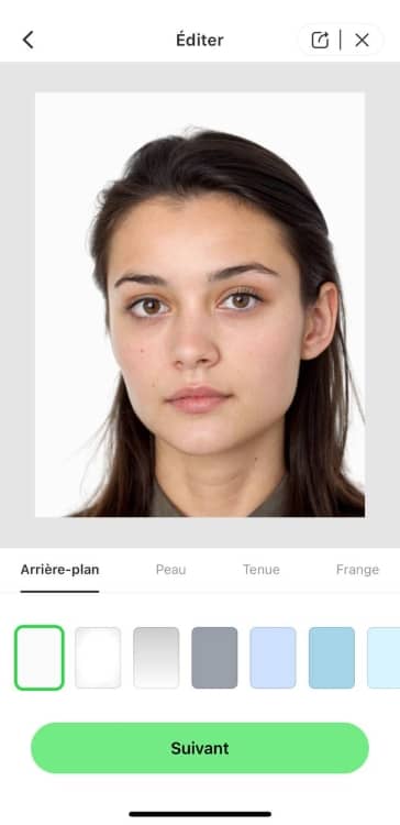 AirBrush ID Photo Screenshot FR - choose the background