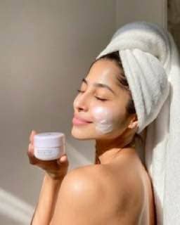 enhance photo - woman with cream before