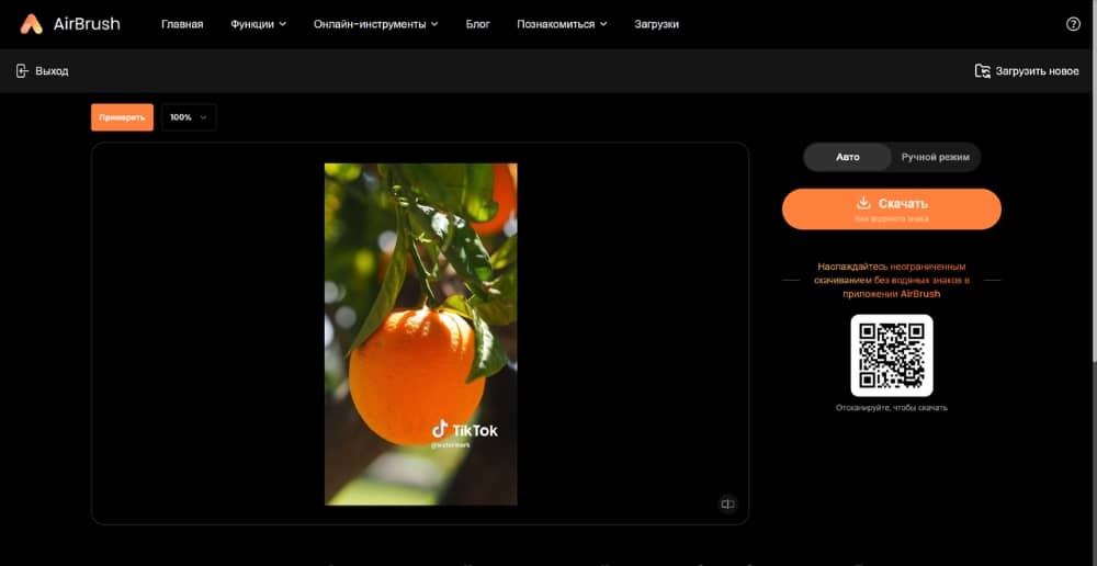 AirBrush Web Screenshot RU - Image Watermark Remover upload photo
