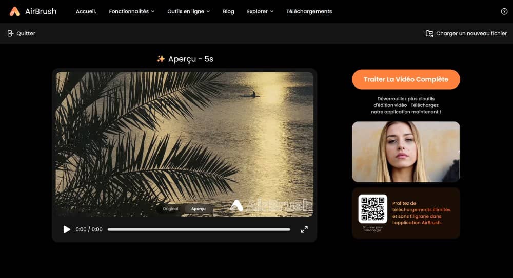 AirBrush Web Screenshot FR - AI Video Enhancer preview