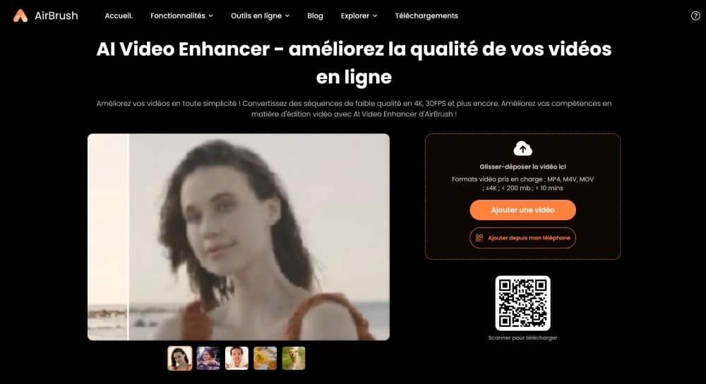 AirBrush Web Screenshot FR - AI Video Enhancer