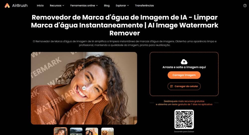 AirBrush Web Screenshot PT - image watermark remover main page