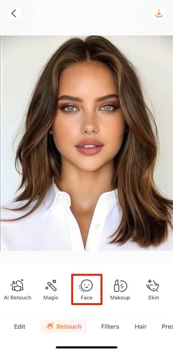 AirBrush App Screenshot EN - Celebrity Look Alike Chin Shaping face