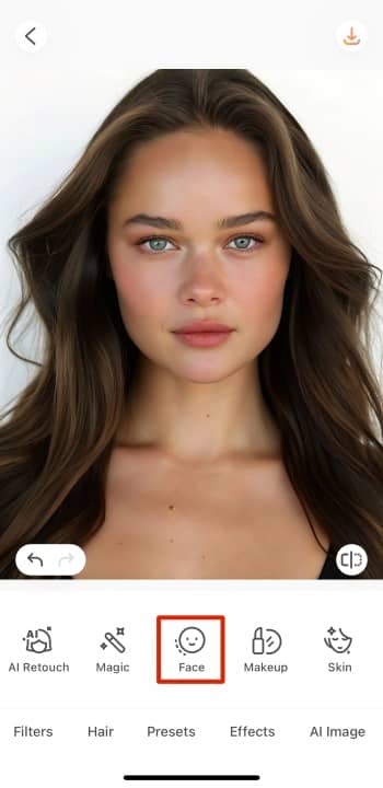 AirBrush App Screenshot EN - Celebrity Look Alike Lip Plumping face