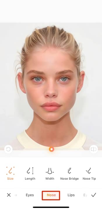 AirBrush App Screenshot EN - Celebrity Look Alike Nose Shaping nose