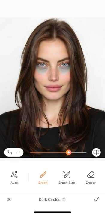 AirBrush App Screenshot EN - Remove Eye Bags brush the area