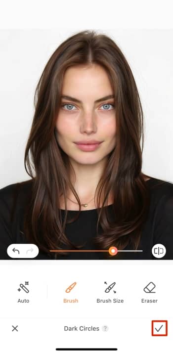 AirBrush App Screenshot EN - Remove Eye Bags save