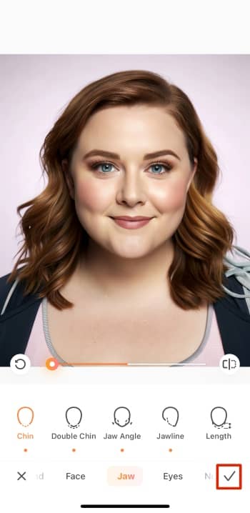 AirBrush App Screenshot EN - Weight Loss Simulator face tick