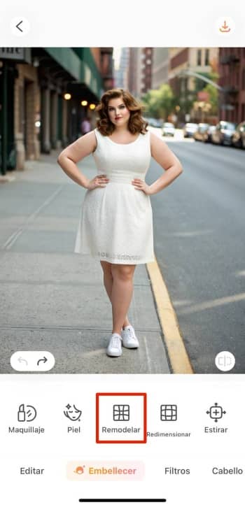 AirBrush App Screenshot ES - Body Filter slim manually reshape