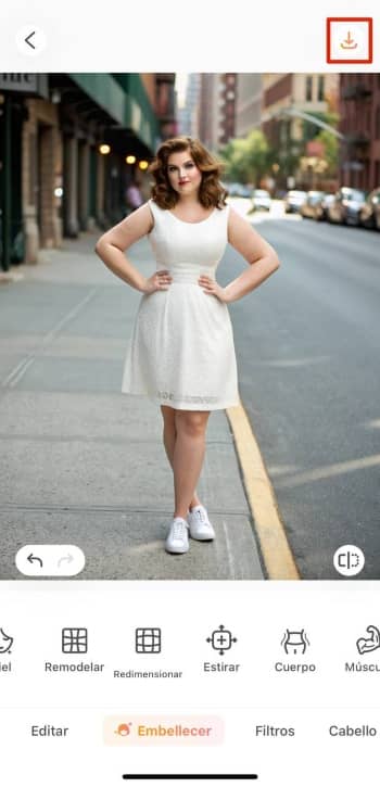 AirBrush App Screenshot ES - Body Filter slim manually save