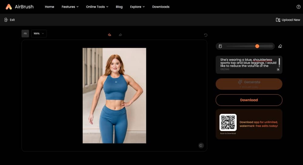 AirBrush Web Screenshot EN - Weight Loss Simulator result