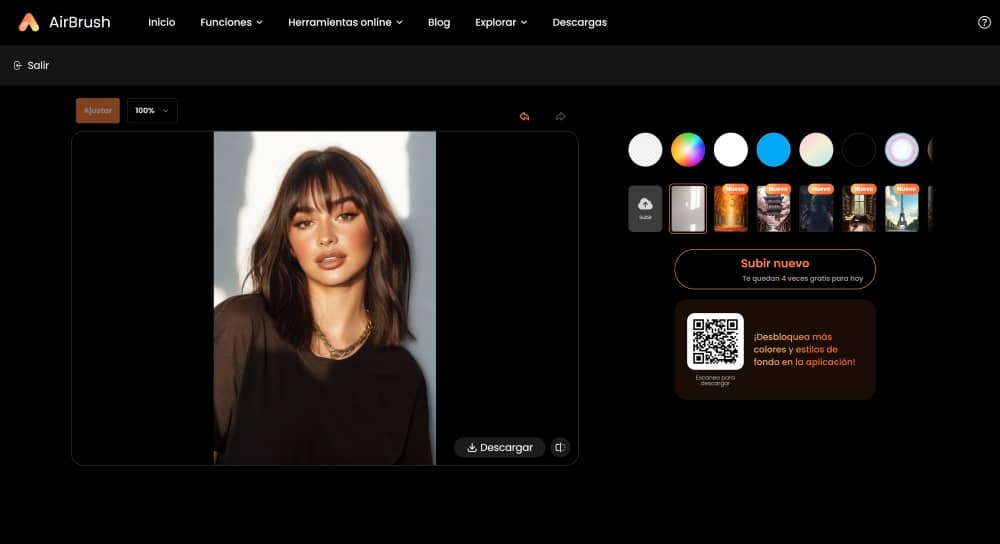 AirBrush Web Screenshot ES - change background result