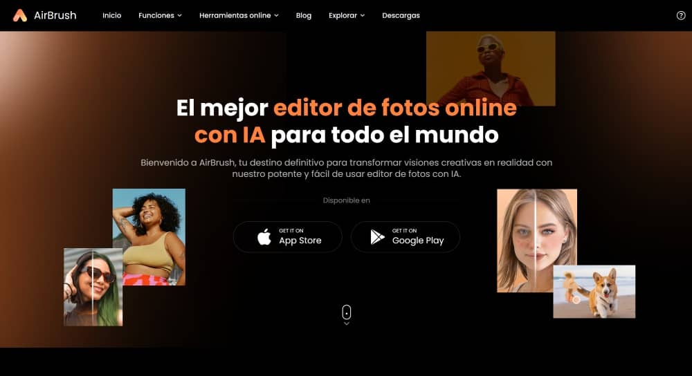 AirBrush Web Screenshot ES - main page
