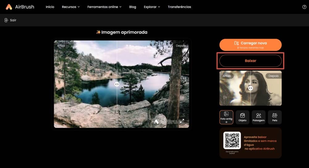 AirBrush Web Screenshot PT - AI Image Enhancer download