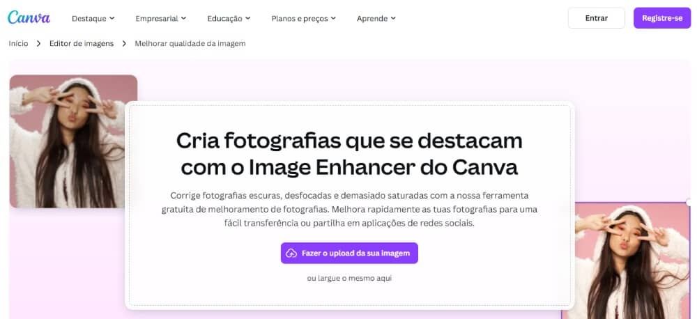 Canva Web Screenshot PT - AI Image Enhancer
