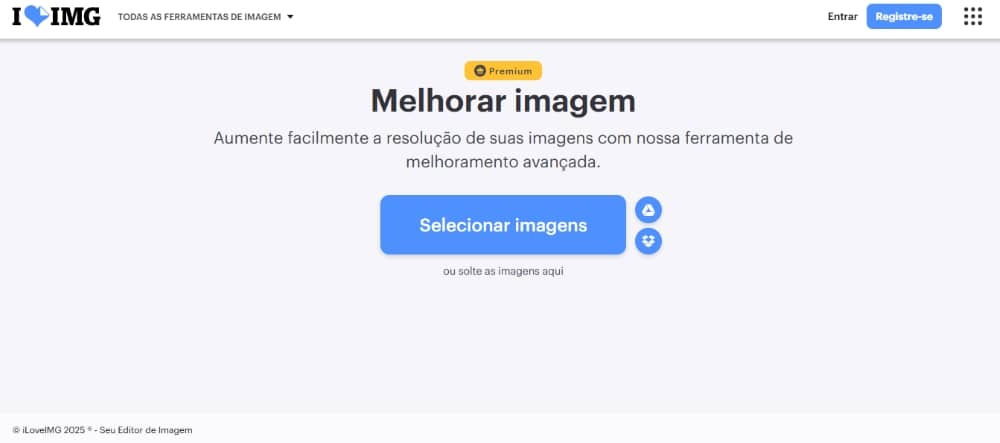 ILoveIMG Web Screenshot PT - AI Image Enhancer