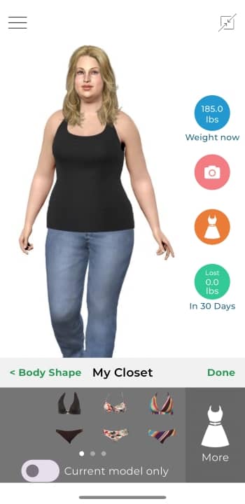 Model My Diet App Screenshot EN - Weight Loss Simulator customize