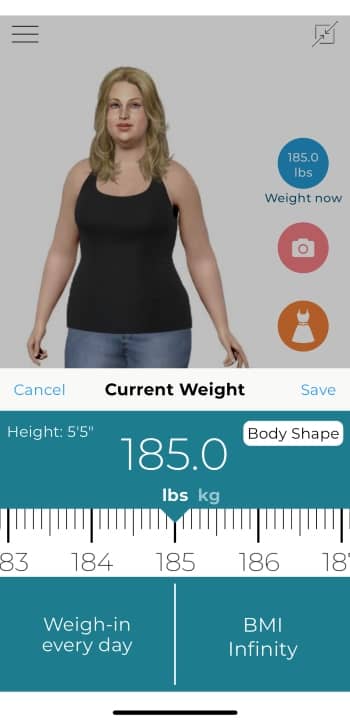 Model My Diet App Screenshot EN - Weight Loss Simulator track your current bmi