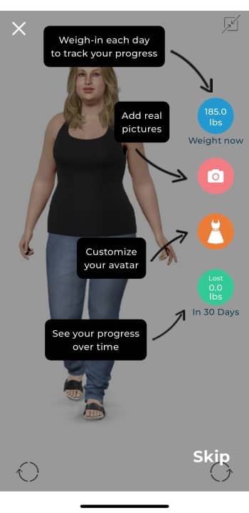 Model My Diet App Screenshot EN - Weight Loss Simulator visualize