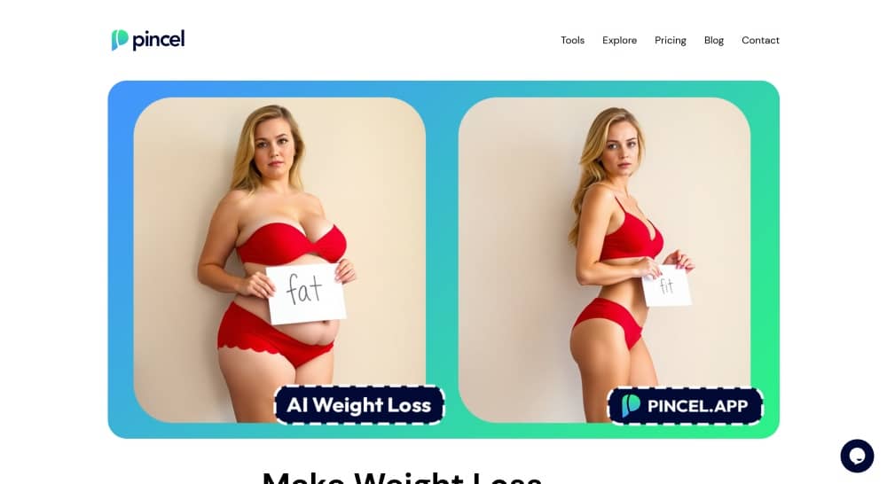 Pincel Web Screenshot EN - Weight Loss Simulator