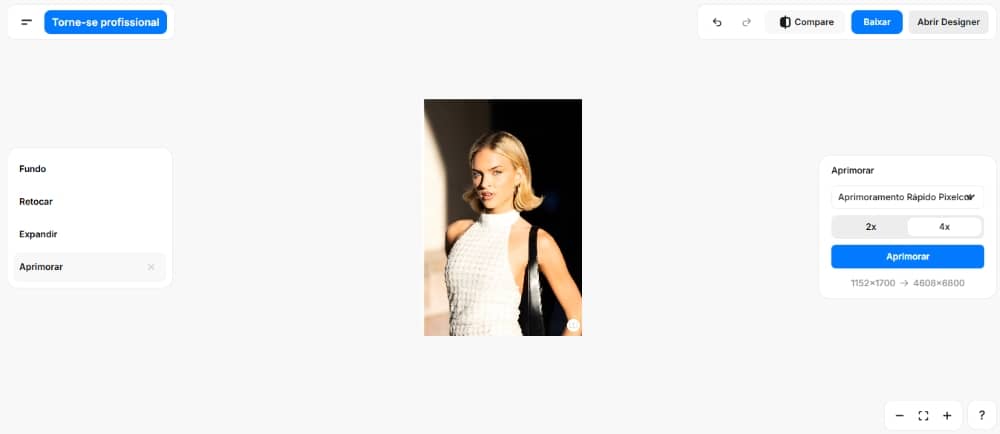 Pixelcut Web Screenshot PT - AI Image Enhancer example