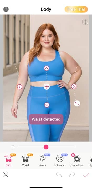 YouCam Makeup App Screenshot EN - Weight Loss Simulator body filters