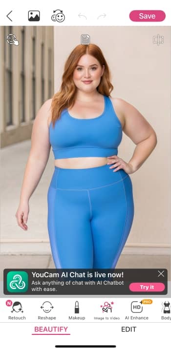 YouCam Makeup App Screenshot EN - Weight Loss Simulator upload image