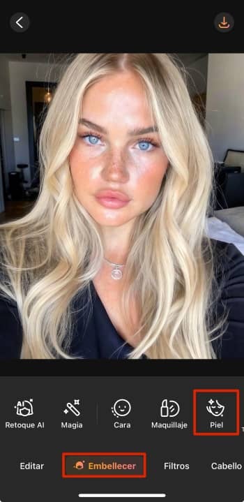 AirBrush App Screenshot ES - matte skin retouch skin